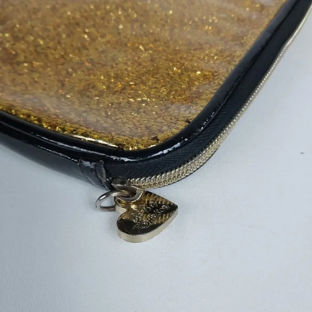 Betsey Johnson Gold Glitter Tablet Sleeve Case‎ Bag Notebook